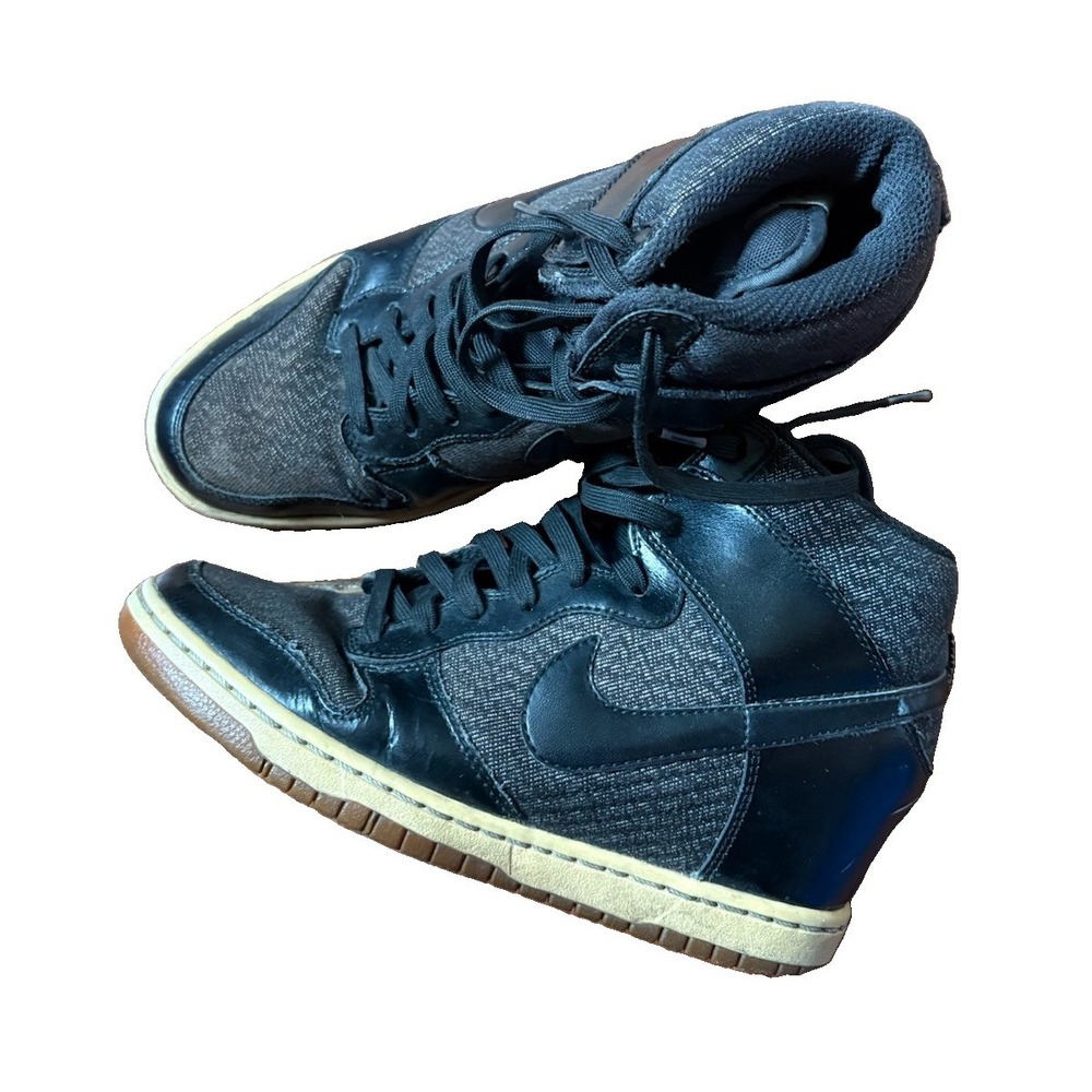 Nike Dunk Sky Hi Black Static Pattern Gum Sole Hidden Wedge Sneakers Women's 7